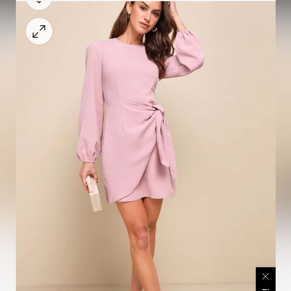 Lulu’s pink mini long sleeve tie front dress